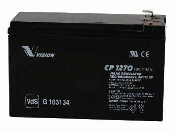 Vision CP1270 12V 7Ah 4,8mm Blei-Akku / AGM Batterie VdS