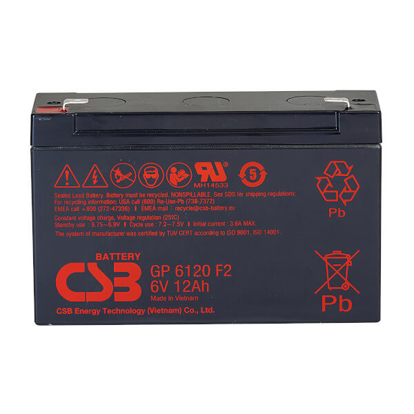 CSB GP6120F2 - 6V / 12Ah AGM Akku / Batterie