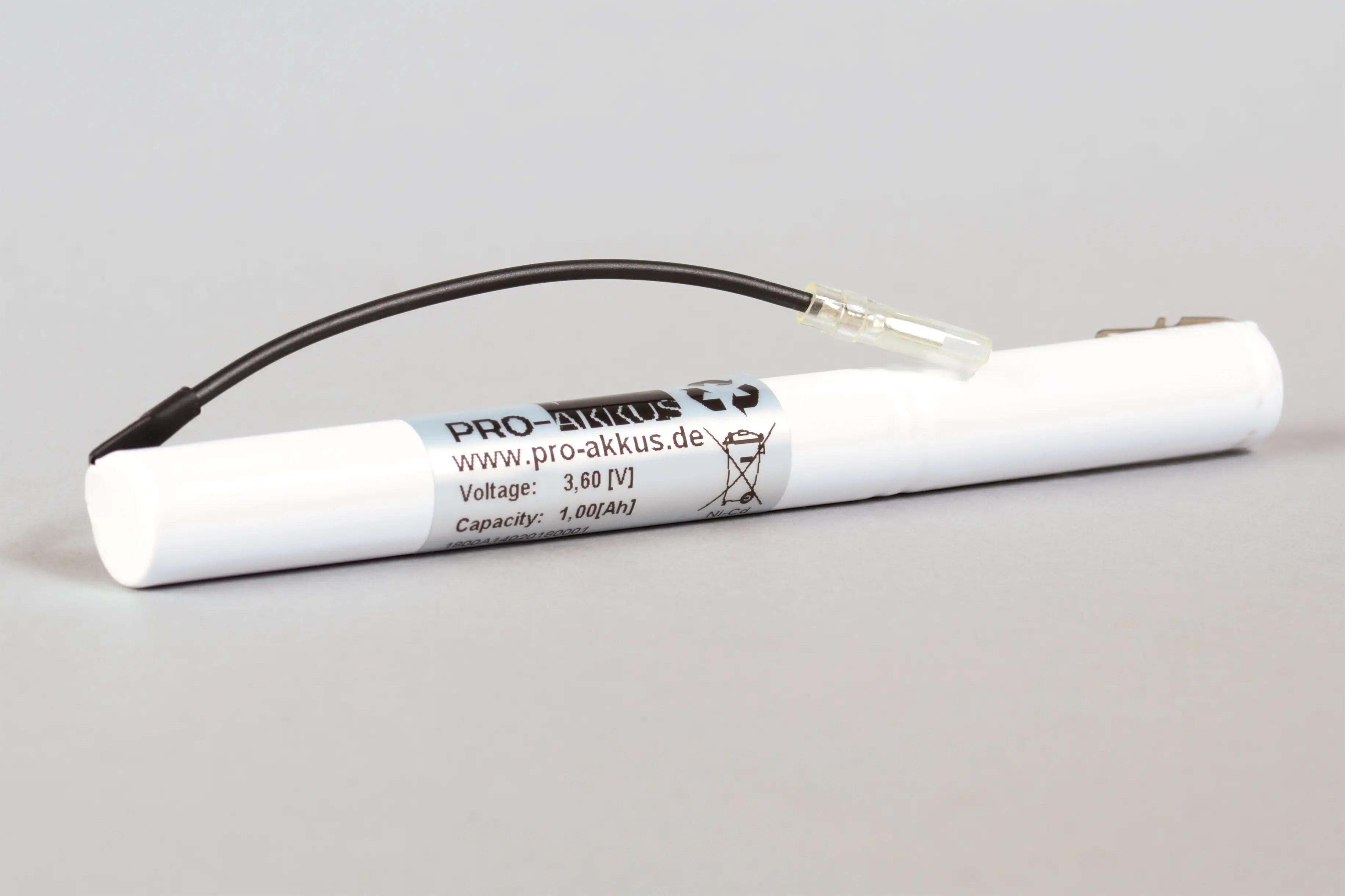 NiMh Notbeleuchtung Akkupack 3,6V / 1250mAh (1,25Ah) Stab mit Kabel und Faston