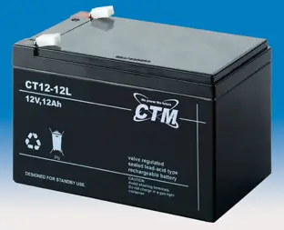 CTM CT12-12L - 12V | 12Ah AGM Bleiakku VdS, FAST-ON 250