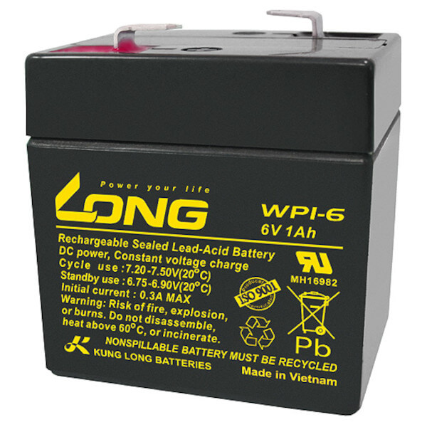 Kung Long WP1-6 - 6V 1Ah Blei-Akku / AGM Batterie