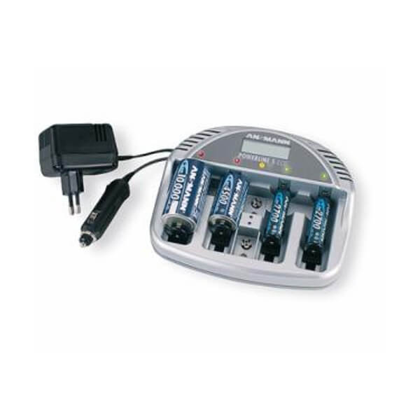 Ansmann Ladegerät Powerline 5 LCD für NiMH / NiCd Micro AAA. Mignon AA, Baby C, Mono D und 9V E-Block Akkus