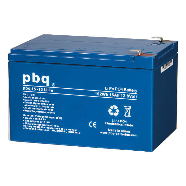 pbq 15-12Life LiFePO4 Batterie - 12,8V 15Ah Lithium-Ferrophosphat-Akku
