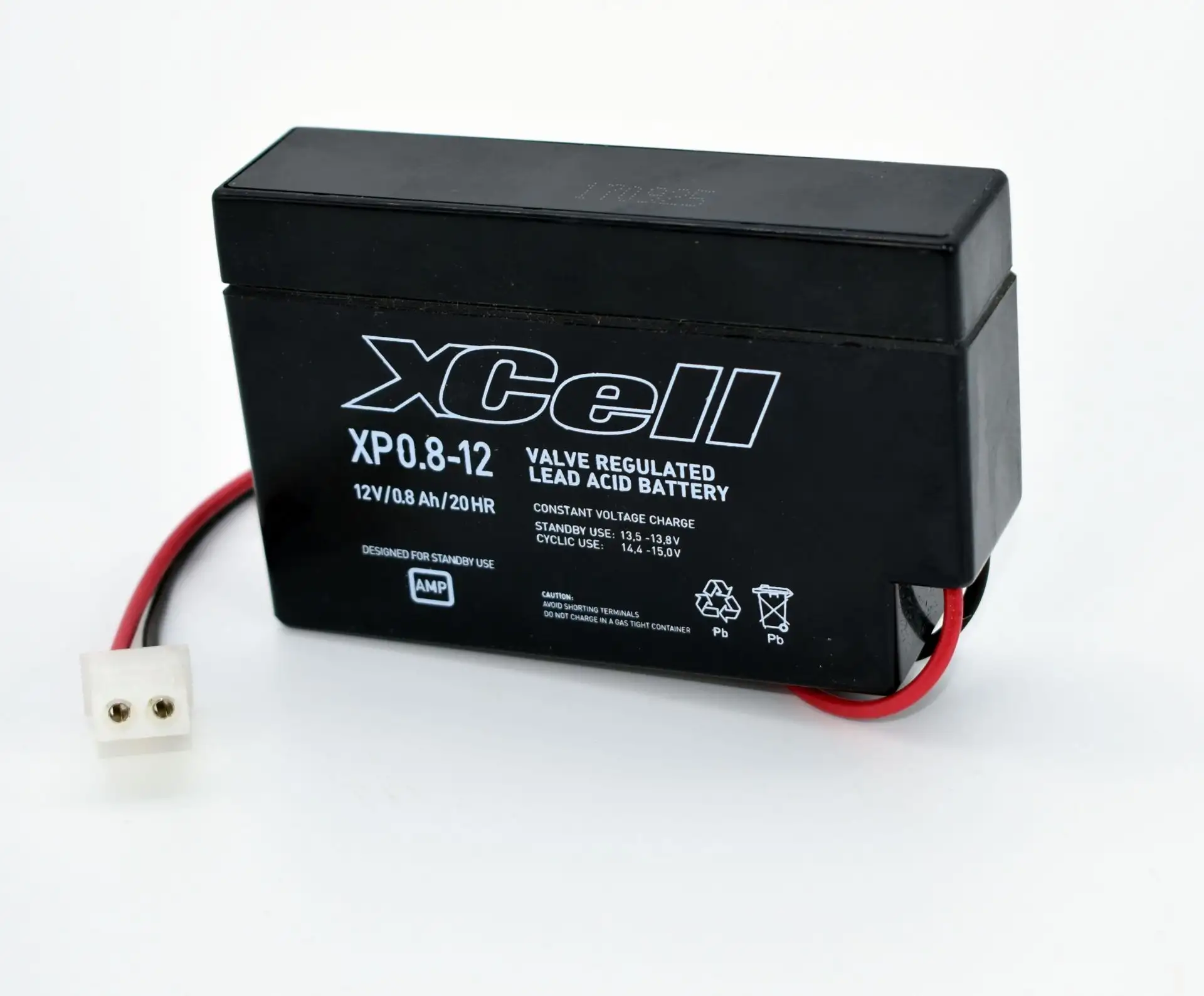 XCell XP0.8-12 - 12V | 0,8Ah AGM Bleiakkku mit AMP-Stecker