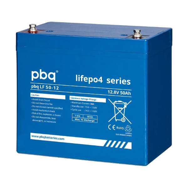 pbq LF50-12 LiFePO4 Batterie - 12,8V 50Ah Lithium-Ferrophosphat-Akku