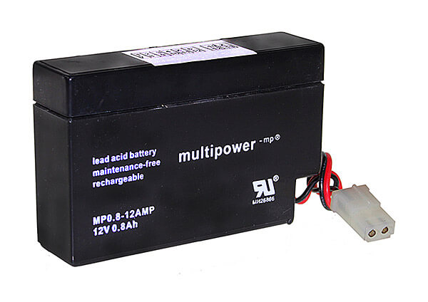Multipower MP0.8-12AMP 12V 0,8Ah Blei-Akku / AGM Batterie mit AMP-Stecker